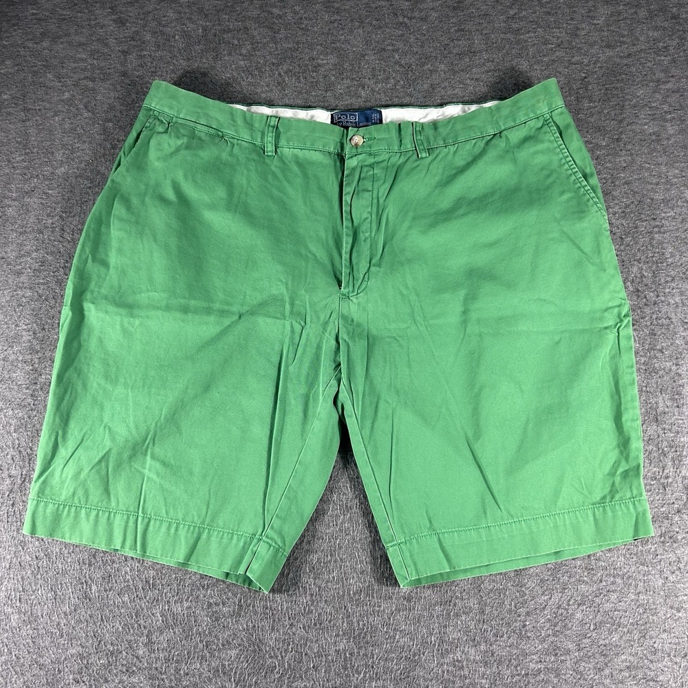 Polo Ralph Lauren Shorts Mens 42 Green Flat Front Cotton Classic Chino Shorts